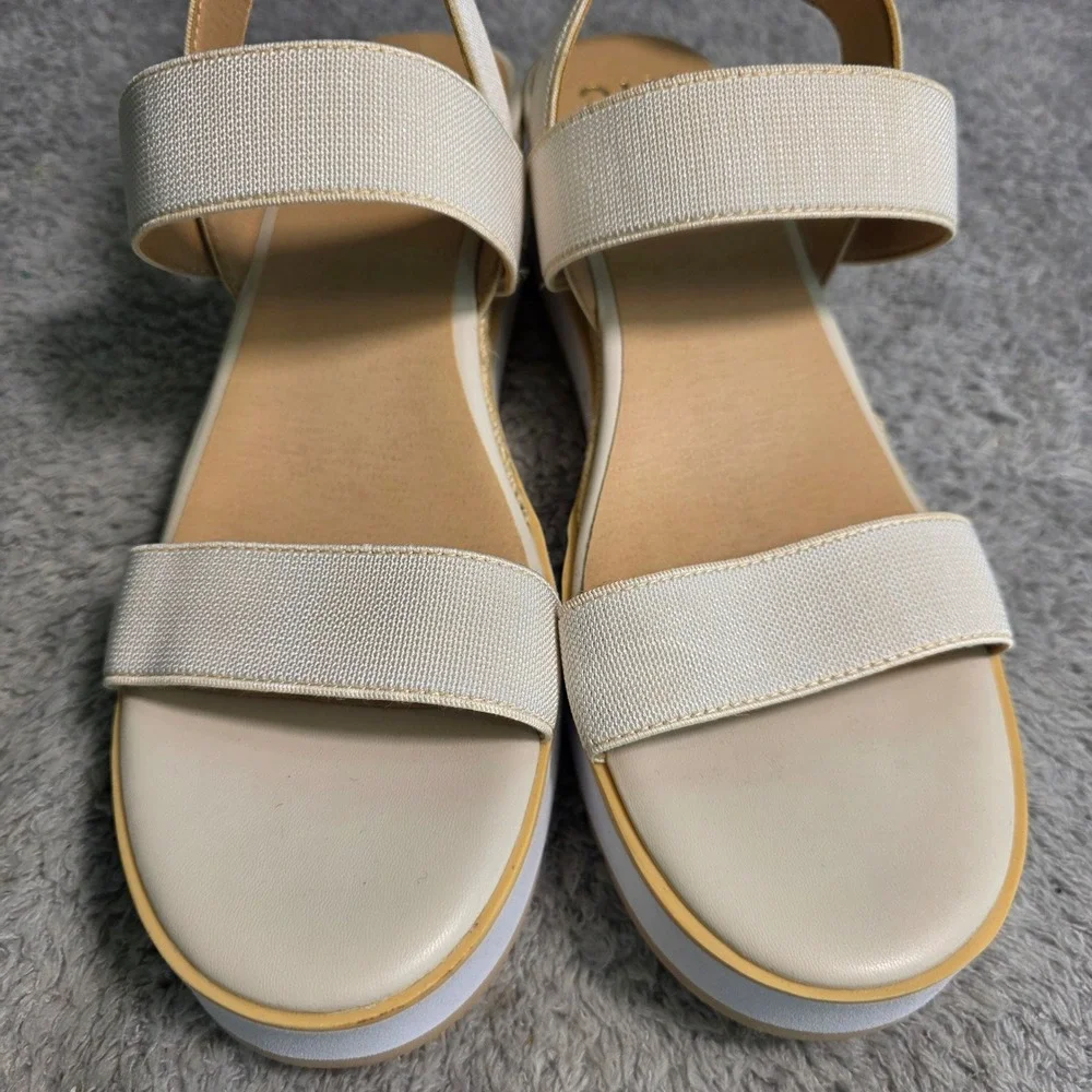 Madden NYC Wedge Sandals Cream Espadrille Platform‎ Elastic Women 11 NEW